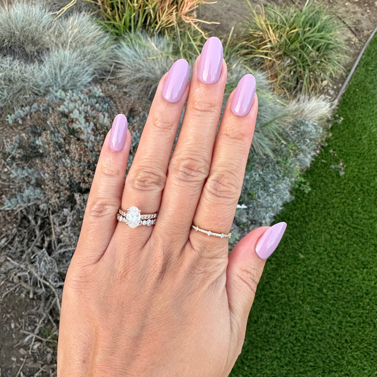 Prairie | Medium | Oval - Tab Press-On showing glossy medium oval purple press-on nails for an easy at home manicure