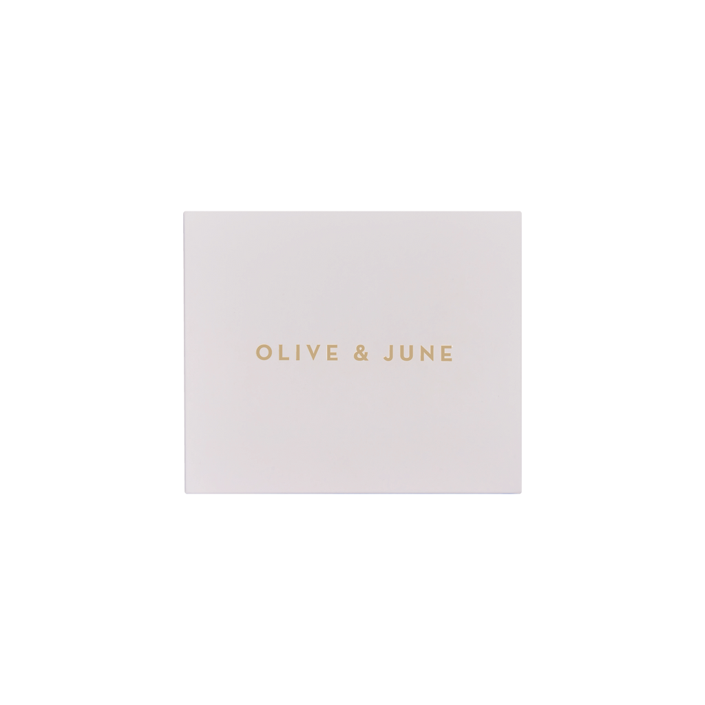 Gift Box with Olive and June branding, designed for at-home mani and pedi with stylish packaging